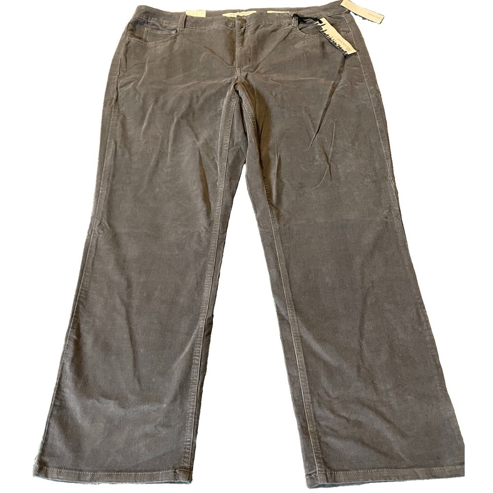 JNY Lexington Straight Velvety Pants 22W Gray Slimming Tummy Panels Casual City